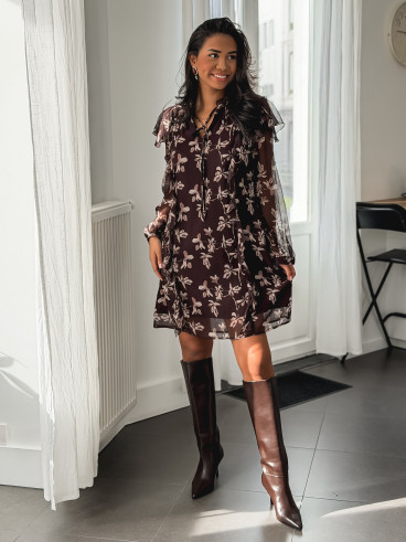 Robe à motifs Olyna - Chocolat