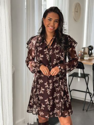 Robe à motifs Olyna - Chocolat