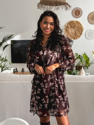 Robe à motifs Olyna - Chocolat Robe à motifs Olyna - Chocolat