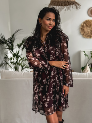 Robe à motifs Olyna - Chocolat Robe à motifs Olyna - Chocolat