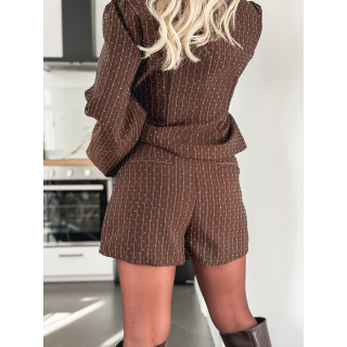 Jupe short à strass Donia Chocolat