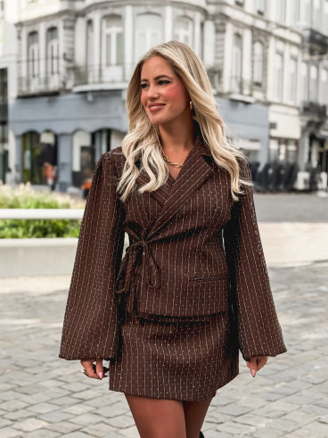 Veste à strass Donia - Chocolat Veste à strass Donia - Chocolat
