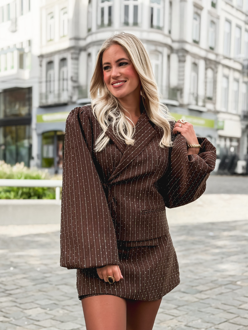 Veste à strass Donia - Chocolat Veste à strass Donia - Chocolat