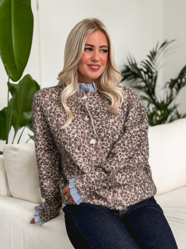 Gilet Léopard Mieko -Beige/Noir Gilet Léopard Mieko -Beige/Noir