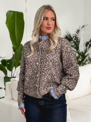 Gilet Léopard Mieko -Beige/Noir Gilet Léopard Mieko -Beige/Noir