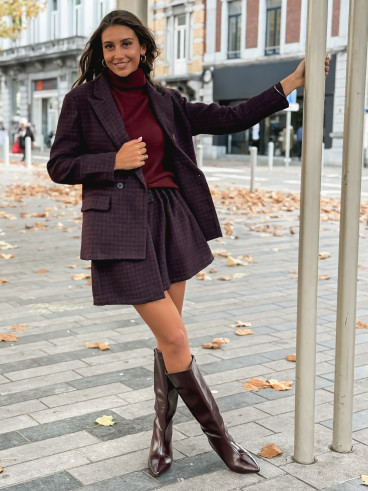 Jupe short à carreaux Joline - Bordeaux