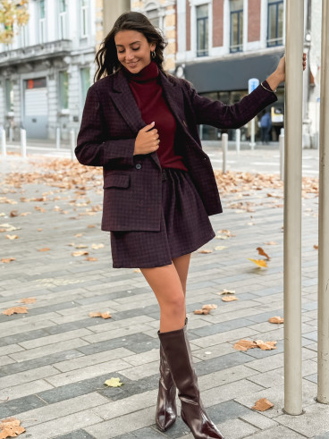 Blazer à carreaux Joline - Bordeaux