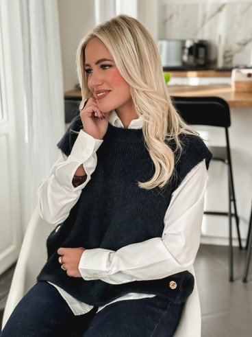 Pull sans manches Amalya - Bleu marine