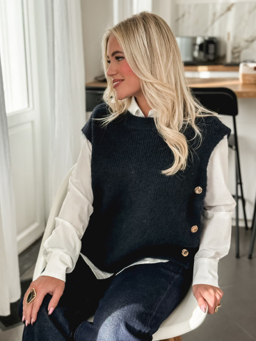 Pull sans manches Amalya - Bleu marine Pull sans manches Amalya - Bleu marine