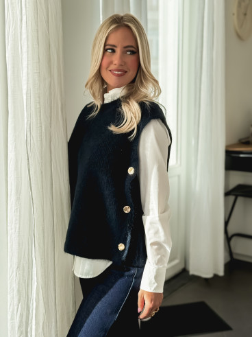 Pull sans manches Amalya - Bleu marine Pull sans manches Amalya - Bleu marine