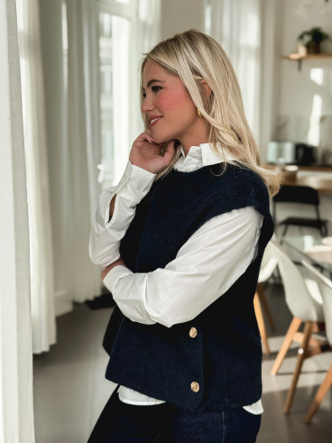 Pull sans manches Amalya - Bleu marine Pull sans manches Amalya - Bleu marine