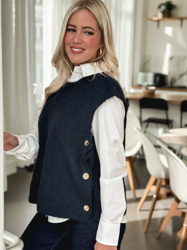 Pull sans manches Amalya - Bleu marine Pull sans manches Amalya - Bleu marine