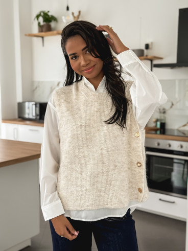 Pull sans manches Amalya - Beige Pull sans manches Amalya - Beige