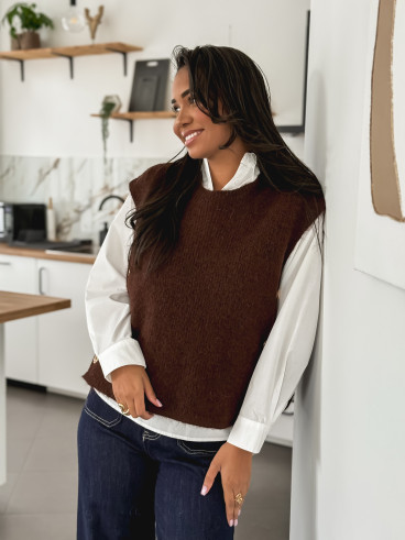 Pull sans manches Amalya - Chocolat Pull sans manches Amalya - Chocolat