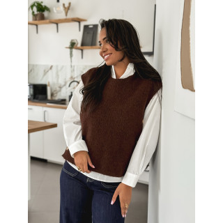 Pull sans manches Amalya - Chocolat