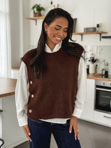 Pull sans manches Amalya - Chocolat Pull sans manches Amalya - Chocolat