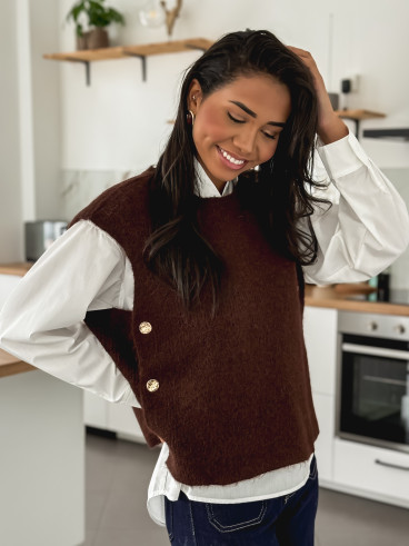 Pull sans manches Amalya - Chocolat Pull sans manches Amalya - Chocolat
