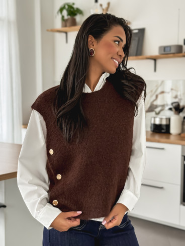 Pull sans manches Amalya - Chocolat