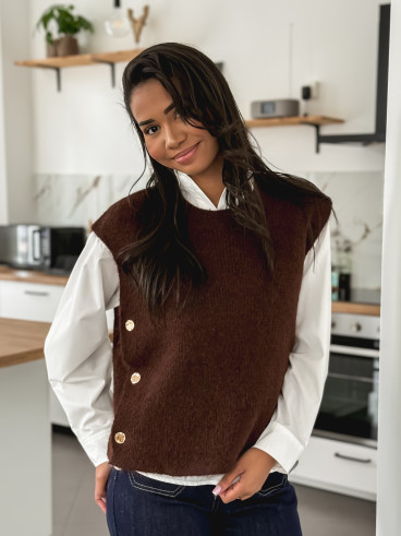 Pull sans manches Amalya - Chocolat Pull sans manches Amalya - Chocolat