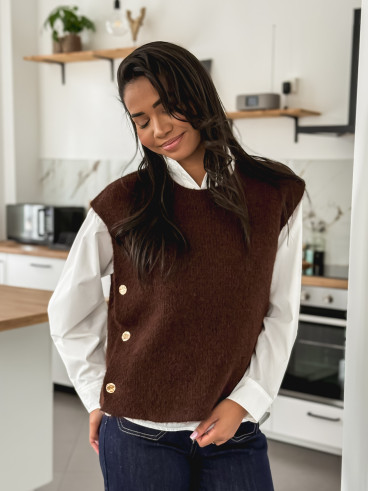 Pull sans manches Amalya - Chocolat Pull sans manches Amalya - Chocolat