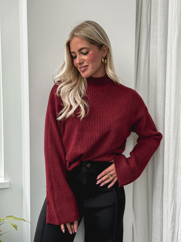 Pull côtelé Orio - Bordeaux