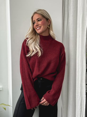Pull côtelé Orio - Bordeaux