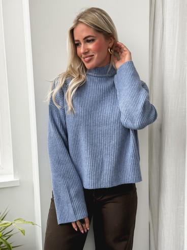 Pull côtelé Orio - Bleu