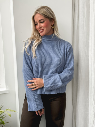 Pull côtelé Orio - Bleu