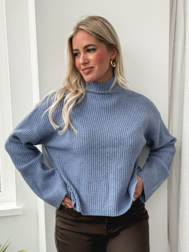 Pull côtelé Orio - Bleu