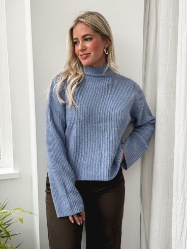 Pull côtelé Orio - Bleu