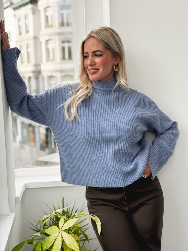 Pull côtelé Orio - Bleu