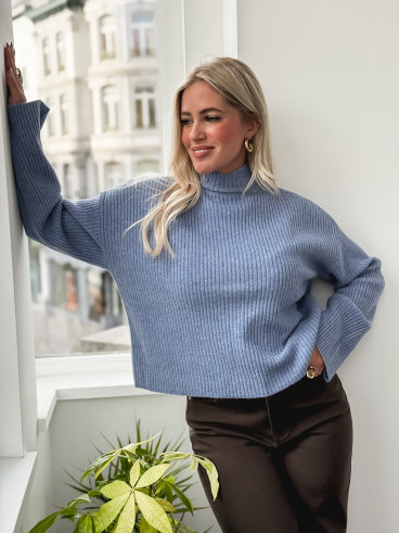 Pull côtelé Orio - Bleu