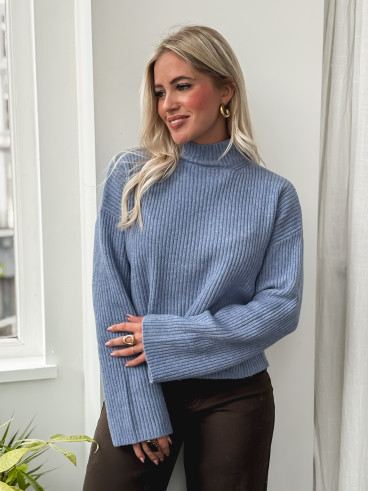 Pull côtelé Orio - Bleu