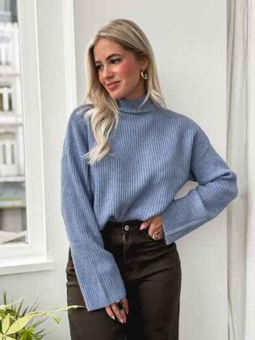 Pull côtelé Orio - Bleu