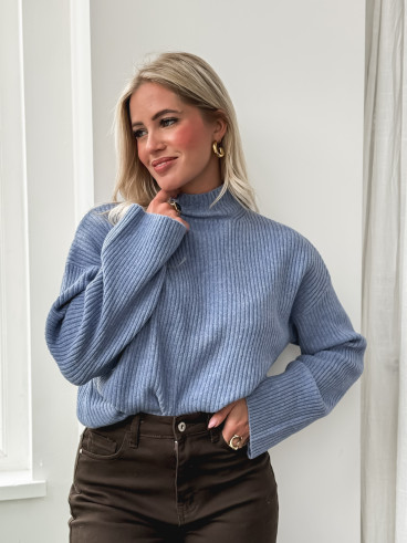 Pull côtelé Orio - Bleu