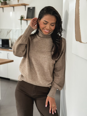 Pull col roulé Misha - Taupe