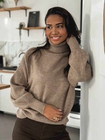 Pull col roulé Misha - Taupe