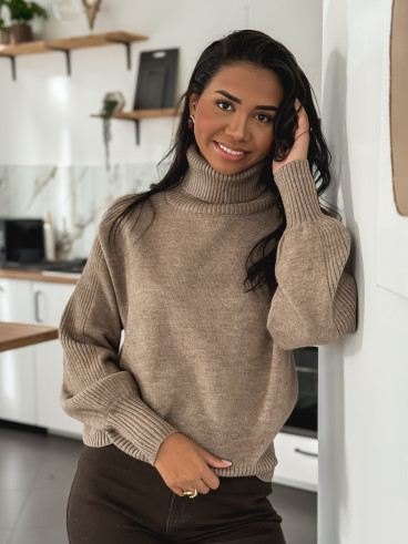 Pull col roulé Misha - Taupe