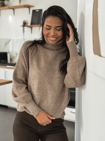 Pull col roulé Misha - Taupe
