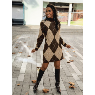 Robe pull à carreaux Minela - Chocolat