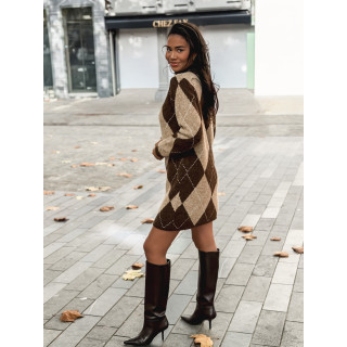 Robe pull à carreaux Minela - Chocolat