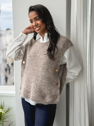 Pull sans manches Amalya - Taupe