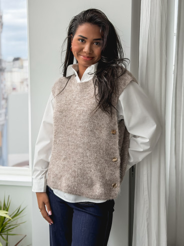 Pull sans manches Amalya - Taupe