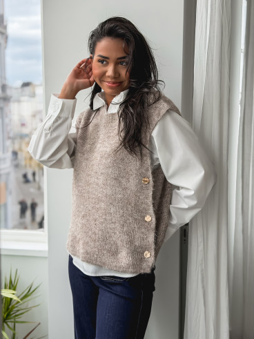 Pull sans manches Amalya - Taupe