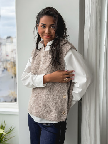 Pull sans manches Amalya - Taupe