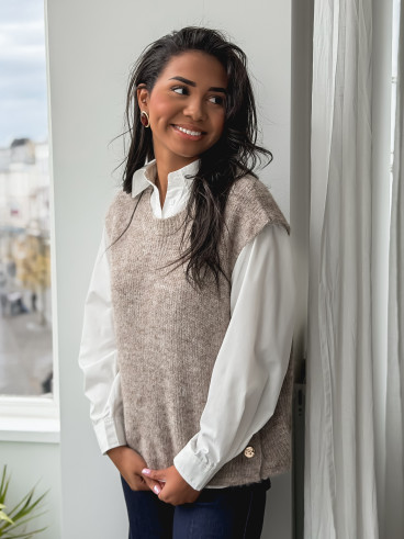 Pull sans manches Amalya - Taupe