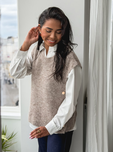 Pull sans manches Amalya - Taupe