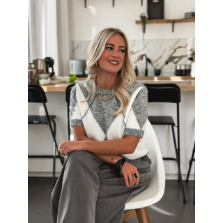 Pull à carreaux Edra - Gris/Blanc