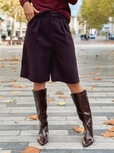 Bermuda à carreaux Joline - Bordeaux