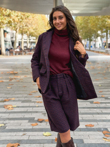 Bermuda à carreaux Joline - Bordeaux